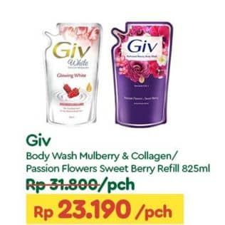 Promo Harga GIV Body Wash Mulberry Collagen, Passion Flowers Sweet Berry 825 ml - TIP TOP