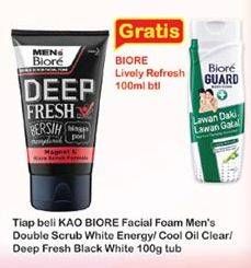 Promo Harga BIORE MENS Facial Foam Double Scrub White Energy, Cool Oil, Deep Fresh 100 gr - Indomaret