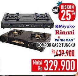Promo Harga MIYAKO / RINNAI / WINN GAS Kompor Gas 2 Tungku  - Hypermart