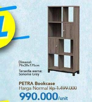 Promo Harga PETRA Bookcase Sonoma 79x29x175cm  - Carrefour