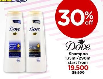 Promo Harga DOVE Shampoo All Variants 135 ml - Watsons