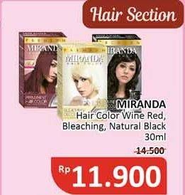 Promo Harga MIRANDA Hair Color MC10 Wine Red, MC6 Bleaching, MC1 Natural Black 30 ml - Alfamidi