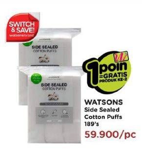 Promo Harga WATSONS Side Sealed Cotton Puffs 189 sheet - Watsons
