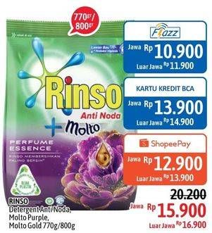 Promo Harga RINSO Molto Detergent Bubuk Anti Noda, Purple, Royal Gold 800 gr - Alfamidi
