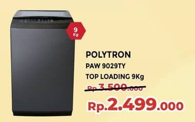 Promo Harga Polytron PAW 9029TY Top Loading 9 Kg  - Yogya