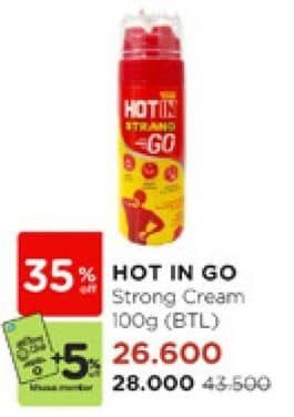 Promo Harga Hot In Cream Nyeri Otot Go Strong 100 ml - Watsons