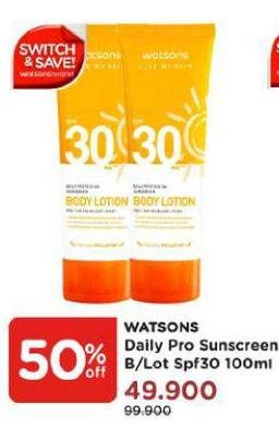 Promo Harga WATSONS Sun Screen Body Lotion SPF30 100 ml - Watsons