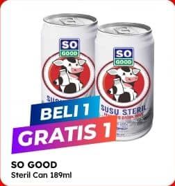 Promo Harga So Good Susu Steril 189 ml - Alfamart