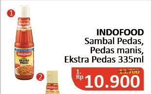 Promo Harga INDOFOOD Sambal Pedas, Pedas Manis, Ekstra Pedas 335 ml - Alfamidi