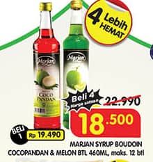 Promo Harga Marjan Syrup Boudoin Cocopandan, Melon 460 ml - Superindo