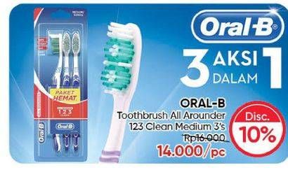 Promo Harga ORAL B Toothbrush All Rounder 1 2 3 Medium 3 pcs - Guardian