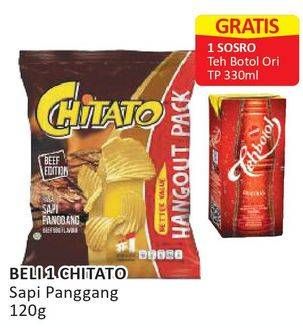 Promo Harga CHITATO Snack Potato Chips Sapi Panggang Beef Barbeque 120 gr - Alfamart