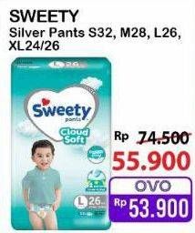 Promo Harga Sweety Silver Pants S32, M28, L26, XL24, XL26 24 pcs - Alfamart