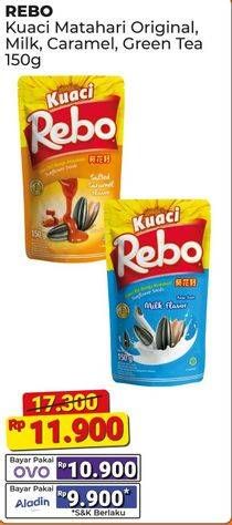 Promo Harga Rebo Kuaci Bunga Matahari Original, Milk, Caramel, Green Tea 150 gr - Alfamart