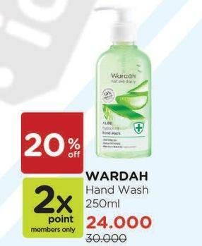 Promo Harga WARDAH Nature Daily Aloe Hydramild Hand Wash 250 ml - Watsons