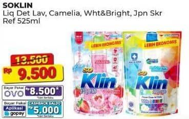 Promo Harga So Klin Liquid Detergent Provence Lavender, Korean Camelia, Power Clean Action White Bright, Japanese Sakura Strawberry 525 ml - Alfamart