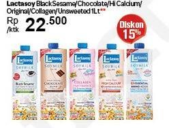 Promo Harga LACTASOY Soya Milk Black Sesame, Chocolate, High Calcium, Original, Collagen, Unsweetened 1 ltr - Carrefour