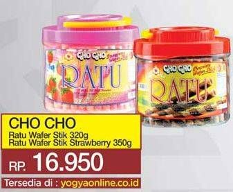 Promo Harga CHO CHO Wafer Stick Ratu Strawberry, Chocolate 320 gr - Yogya