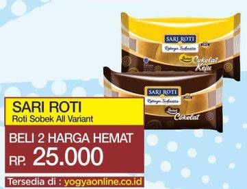 Promo Harga SARI ROTI Manis Sobek All Variants per 2 pcs - Yogya