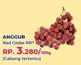 Promo Harga Anggur Red Globe RRT per 100 gr - Yogya