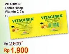 Promo Harga VITACIMIN Vitamin C - 500mg Sweetlets (Tablet Hisap) Fresh Lemon 2 pcs - Indomaret