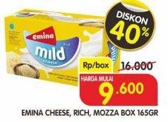 Promo Harga EMINA Cheddar Cheese Mild, Rich, Mozza 165 gr - Superindo