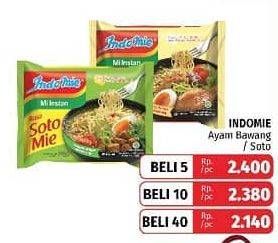 Promo Harga INDOMIE Mi Kuah Ayam Bawang, Soto Mie per 5 pcs 69 gr - LotteMart