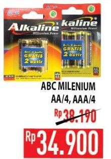 Promo Harga ABC Battery Alkaline LR03/AAA, LR6/AA 4 pcs - Hypermart