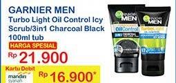 Promo Harga GARNIER MEN Turbo Light Oil Control Facial Foam Icy Scrub, 3in1 Charcoal 100 ml - Indomaret