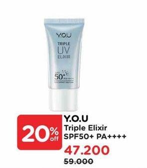 Promo Harga YOU Triple UV Elixir SPF 50+ 30 ml - Watsons
