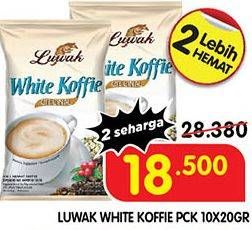 Promo Harga Luwak White Koffie per 10 sachet 20 gr - Superindo