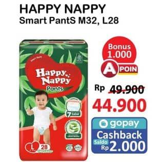 Promo Harga Happy Nappy Smart Pantz Diaper M32, L28 28 pcs - Alfamart