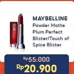 Promo Harga MAYBELLINE Color Sensational The Powder Mattes Plum Perfection, Touch Of Spice 3 gr - Indomaret
