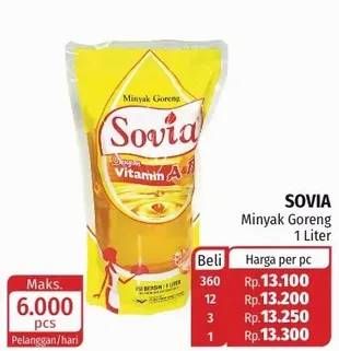 Promo Harga SOVIA Minyak Goreng 1 ltr - Lotte Grosir