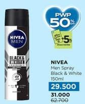 Promo Harga Nivea Men Deo Spray Black White Invisible Fresh 150 ml - Watsons