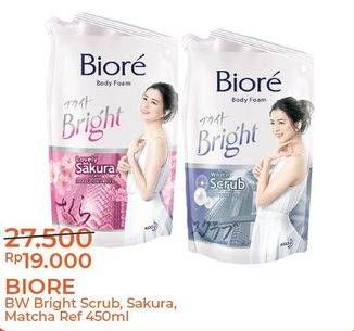 Promo Harga BIORE Body Foam Bright Freshen Up Matcha Scent, White Scrub, Lovely Sakura Scent 450 ml - Alfamart