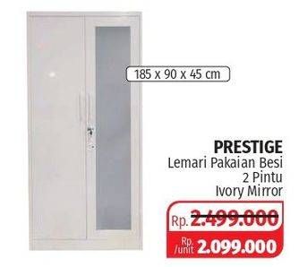 Promo Harga Prestige Metal Wardrobe 2PT Ivory Mirror  - Lotte Grosir