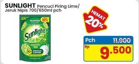 Promo Harga Sunlight Pencuci Piring Jeruk Nipis 100 650 ml - Indomaret