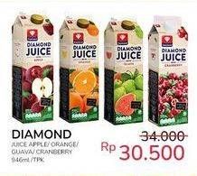 Promo Harga DIAMOND Juice Unsweet Apple, Unsweet Orange, Guava, Unsweet Cranberry 946 ml - Indomaret
