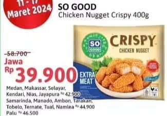 Promo Harga So Good Crispy Chicken Nugget 400 gr - Alfamidi