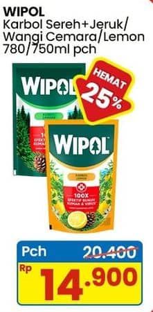 Promo Harga Wipol Karbol Wangi Sereh Jeruk, Cemara, Lemon 750 ml - Indomaret