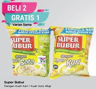 Promo Harga SUPER BUBUR Bubur Instant Kuah Kari, Kuah Soto 46 gr - TIP TOP