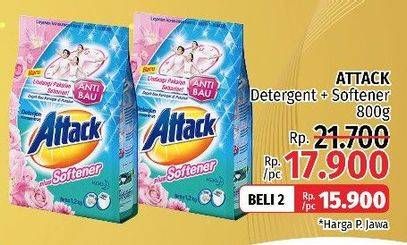 Promo Harga ATTACK Detergent Powder Plus Softener 800 gr - LotteMart