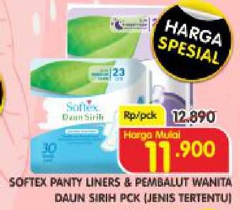 Promo Harga Softex Pantyliner / Pembalut Wanita Daun Sirih  - Superindo