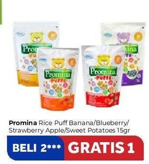 Promo Harga PROMINA Puffs Pisang, Blueberry, Strawberry Apple, Sweet Potatoes 15 gr - Carrefour