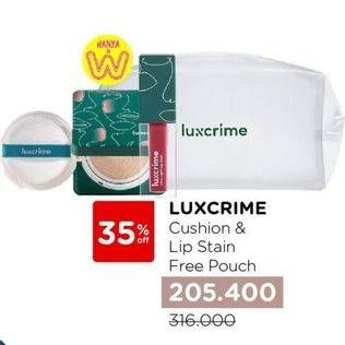 Promo Harga Luxcrime Cushion & Lip Stain Free Pouch  - Watsons