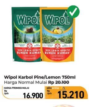 Promo Harga Wipol Karbol Wangi Lemon, Cemara 750 ml - Carrefour