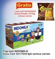 Promo Harga INDOMILK Susu UHT Kids All Variants per 5 pcs 115 ml - Indomaret