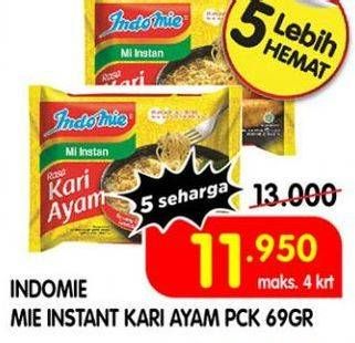 Promo Harga INDOMIE Mi Kuah Kari Ayam 72 gr - Superindo