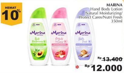 Promo Harga MARINA Hand Body Lotion Natural, Natural Nutri Fresh 350 ml - Giant